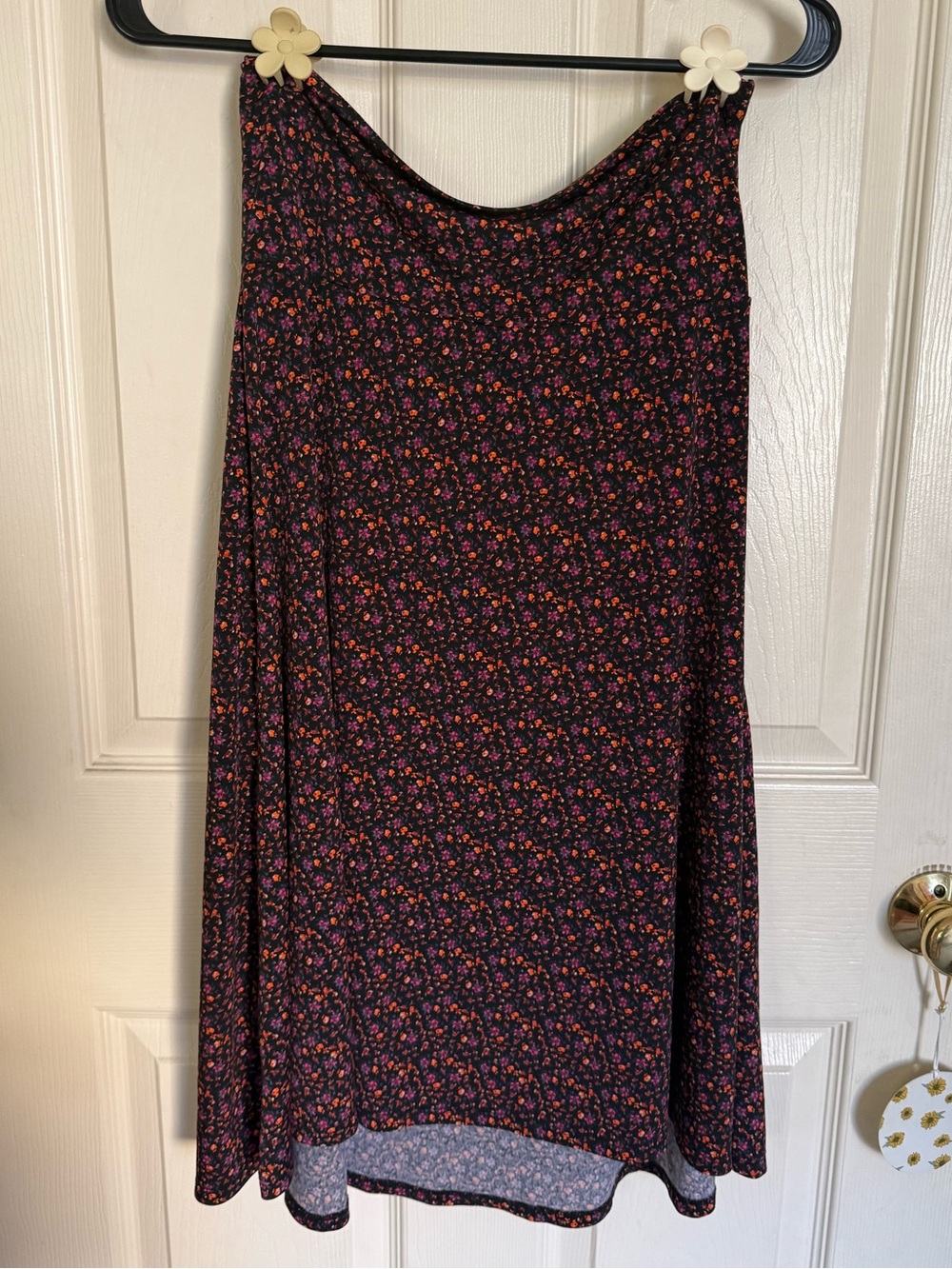 LuLaRoe Black Midi Skirt with Pink & Orange Floral Print